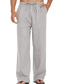 cheap Casual Pants-Men&#039;s Linen Pants Trousers Summer Pants Pocket Drawstring Elastic Waist Plain Outdoor Daily Going out Linen / Cotton Blend Streetwear Stylish White Pink