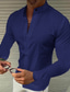 billige mænds fritidsskjorter-Herre Skjorte Helfarve Stående krave Sort Hvid Lyserød Vin Navyblå 3D-udskrivning udendørs Gade Langærmet Knap ned Tøj Mode Designer Afslappet Åndbart