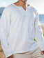 abordables camisas casuales de los hombres-Hombre camisa de lino Camisa de verano Escote en Pico Primavera verano Manga Larga Negro Blanco Rojo Plano Festivos Vacaciones Ropa