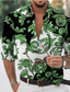 tanie Męskie koszule z nadrukiem-Męskie Koszula Graficzny Kwiaty Wieczorne Czarny Niebieski Zielony Nadruk Codzienny Święto Długi rękaw Druk 3D Przycisk w dół Odzież Moda Designerskie Codzienny Oddychający