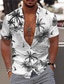 Недорогие Гавайские рубашки-Муж. Рубашка Гавайская рубашка Кокосовая пальма Алоха Отложной Светло-розовый Черный / Белый Белый Светло-зеленый Темно синий С принтом на открытом воздухе Для улицы С короткими рукавами