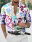 abordables Camisas estampadas para hombre-Hombre Camisa camisa hawaiana Graphic Floral Hawaiian Aloha Diseño Cuello Vuelto Negro / Blanco Rojo Azul Piscina Morado Verde Trébol Print Diario Festivos Manga Larga Impresión 3D Abotonar Ropa Moda
