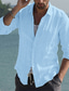 billige mænds fritidsskjorter-mænds fritidsskjorte ensfarvet turndown afslappet daglig patchwork button-down langærmede toppe let afslappet blå hvid sort sommerskjorte