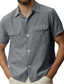 cheap Men&#039;s Casual Shirts-Men&#039;s Linen Shirt Shirt Lapel Spring &amp; Summer Short Sleeves White Pink Blue Plain Casual Daily Clothing Apparel Pocket