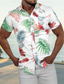 baratos camisas masculinas casuais-Homens Camisa Social Camisa havaiana camisa de botão camisa de verão Camisa casual Amarelo Verde Manga Curta Gráfico Folha Aberto para a Lateral Rua Férias Botão para baixo Roupa Casual Contemporâneo