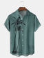 billiga fritidsskjortor för män-Herr Hawaii skjorta Knapp upp skjorta Sommarskjorta Casual skjorta Bowlingskjorta Grön Mörkgrå Grå Kortärmad Grafisk Löv Nedvikt Gata Semester Button-Down Kläder Mode Fritid