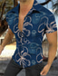 cheap Hawaiian Shirts-Men&#039;s Shirt Summer Hawaiian Shirt Graphic Prints Octopus Turndown Black White+Black White Wine Red Street Casual Short Sleeves Button-Down Print Clothing Apparel Sports Fashion Streetwear Designer