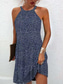 cheap Print Floral Dresses-Women&#039;s Summer Dress Halter Neck Dress Print Dress Active Fashion Streetwear Outdoor Vacation Daily Regular Fit Paisley Sleeveless Halter Neck Yellow Royal Blue Blue Dark Blue Summer Spring