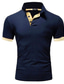 cheap Classic Polo-Men&#039;s Polo Shirt Golf Shirt Street Casual Polo Collar Classic Short Sleeve Fashion Designer Color Block Patchwork Button Front Spring &amp; Summer Regular Fit Apple Green Golden yellow Lake blue Black