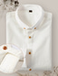 お買い得  メンズカジュアルシャツ-男性用 リネンシャツ シャツ ホワイト カジュアル 日常 七分袖 衣類 リネン シャツ