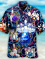 Недорогие Гавайские рубашки-Муж. Рубашка Гавайская рубашка Графические принты Шар для боулинга Отложной Красный Синий Зеленый Повседневные Гавайский С короткими рукавами Кнопка вниз С принтом Одежда