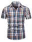 abordables camisas casuales de los hombres-Hombre Camisa Camisa de verano Plaid Rojo Azul Marino Caqui Manga Corta Ropa Algodón Casual
