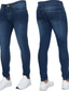 baratos calça casual-Homens Jeans Magro Calças Calças jeans Bolsos Cor Sólida Conforto Vestível Ao ar livre Diário à moda Casual Magro Preto Azul Escuro Com Stretch