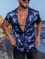 cheap Men&#039;s Printed Shirts-Men&#039;s Shirt Summer Hawaiian Shirt Graphic Aloha Turndown Black / Red Black-White Navy Blue Purple Gray Outdoor Street Short Sleeve Print Button-Down Clothing Apparel Fashion Designer Casual Breathable