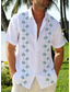 tanie męskie koszule casual-Męskie Koszula Drzewo kokosowe Wzory graficzne Wieczorne Biały Ulica Codzienny Krótkie rękawy Przycisk w dół Nadruk Odzież Len Sport Moda Moda miejska Designerskie