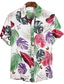 halpa Havaiji-paidat-Miesten Paita Havaiji paita Button Up paita Kesä paita Rento paita Musta Valkoinen Tumma laivastonsininen Punainen Lyhythihainen Kuvitettu Trooppinen Sänkyjen avaus Päivittäin Loma Painettu Vaatetus