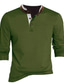 billige henley skjorter til mænd-Herre Henley-skjorte Tee Top Vanlig Henley Gade Ferierejse Langærmet Knap Tøj Designer Basale Moderne Moderne