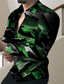 billiga Skjortor med tryck för män-Herr Skjorta Grafisk 3D Print Nedvikt Blå Grön Grå Tryck Utomhus Gata Långärmad Button-Down Mönster Kläder Mode Designer Ledigt Andningsfunktion