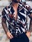 tanie męskie koszule casual-Męskie Koszula Koszula hawajska Zapinana na guziki koszula Letnia koszula Codzienna koszula Czarny Granatowy Ciemnozielony Krótki rękaw Graficzny Wieczorne Urlop Wyjściowe Odzież Tropikalny Hawajskie