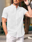 tanie męskie koszule casual-Męskie lniana koszula Letnia koszula Czarny Biały Granatowy Krótki rękaw Równina Kołnierz Lato Codzienny Hawajskie Odzież Przednia kieszeń
