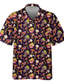 billiga Tropiska skjortor-Herr Skjorta Hawaii skjorta Svamp Nedvikt Svart Gul Svart / Purpur Rubinrött Purpur Utomhus Gata 3D Button-Down Kläder Mode Designer Ledigt Andningsfunktion