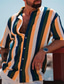 baratos camisas masculinas casuais-Homens Camisa Social camisa de botão camisa de verão Camisa casual camisa de praia Azul Laranja Cinzento Manga Curta Gráfico Listra Aberto para a Lateral Rua Férias Botão para baixo Roupa à moda