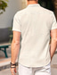 baratos camisas masculinas casuais-Homens camisa de linho camisa de verão Preto Branco Azul Marinha Manga Curta Tecido Colarinho Verão Casual Diário Roupa Bolso frontal
