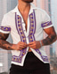 billiga Skjortor med tryck för män-Herr Skjorta Hawaii skjorta Blommig Aloha Nedvikt Vit&amp;Blå Vit Purpur Utomhus Gata Kortärmad Mönster Button-Down Kläder Vintage Designer Ledigt Andningsfunktion