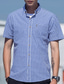 baratos camisas masculinas casuais-Homens Camisa Social camisa de botão Camisa da verificação camisa de verão Camisa casual Preto Vermelho Azul Escuro Azul Claro Manga Curta Xadrez Colarinho Com Botões Diário Férias Bolsos Roupa Moda