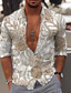 tanie Męskie koszule z nadrukiem-Męskie Koszula Koszula hawajska Graficzny Kwiaty Hawajskie Aloha Wzór Kołnierz Czarny Niebieski Fioletowy Brązowy Zielony Nadruk Na zewnątrz Codzienny Długi rękaw Druk 3D Przycisk w dół Odzież Moda