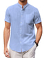 preiswerte Freizeithemden für Herren-Herren leinenhemd Sommerhemd Schwarz Weiß Marineblau Kurzarm Glatt Kragen Sommer Casual Täglich Bekleidung Vordertasche