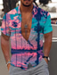 cheap Hawaiian Shirts-Men&#039;s Shirt Summer Hawaiian Shirt Coconut Tree Scenery Aloha Turndown White+Red Light Purple Purple Orange Rainbow Print Outdoor Street Short Sleeve Button-Down Print Clothing Apparel Fashion
