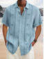cheap Men&#039;s Printed Shirts-Men&#039;s Shirt Coconut Tree Striped Graphic Prints Turndown Blue Outdoor Street Short Sleeves Button-Down Print Clothing Apparel Linen Sports Fashion Streetwear Designer