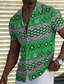 abordables Camisas estampadas para hombre-Hombre Camisa Camisa de verano Tribal Cuello Vuelto Rojo Naranja Verde Trébol Exterior Calle Manga Corta Abotonar Estampado Ropa Moda Casual Transpirable Cómodo
