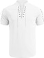 cheap Men&#039;s Casual Shirts-Men&#039;s Linen Shirt Summer Shirt Beach Shirt V Neck Summer Short Sleeve Black White Brown Plain Casual Daily Clothing Apparel Lace up