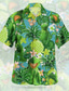 baratos Camisas havaianas-Homens Camisa Social camisa de verão Camisa havaiana Gráfico Havaiana Aloha Sapo Detalhes Aberto para a Lateral Vermelho verde Verde Claro Azul Azul Céu Roxo Estampado Ao ar livre Rua Manga Curta