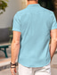 preiswerte Freizeithemden für Herren-Herren leinenhemd Sommerhemd Schwarz Weiß Marineblau Kurzarm Glatt Kragen Sommer Casual Täglich Bekleidung Vordertasche