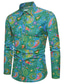 Χαμηλού Κόστους Ανδρικά πουκάμισα με στάμπα-Ανδρικά Πουκάμισο Λαχούρι Φυλής Γιακάς Τετράγωνη Λαιμόκοψη Μπλε-Πράσινο Κίτρινο Πράσινο Ανοικτό Ρουμπίνι Βαθυγάλαζο Μεγάλα Μεγέθη Δρόμος Causal Μακρυμάνικο Στάμπα Ρούχα Βαμβάκι Πολυεστέρας