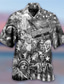 cheap Hawaiian Shirts-Men&#039;s Shirt Summer Hawaiian Shirt Human Turndown Blue Green Gray 3D Print Outdoor Street Short Sleeve Button-Down Clothing Apparel Hawaiian Casual Comfortable Beach