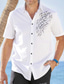 tanie męskie koszule casual-Męskie Koszula hawajska Zapinana na guziki koszula Letnia koszula Codzienna koszula Koszula plażowa Graficzny Wieczorne Biały Rumiany róż Niebieski Ulica Urlop Krótki rękaw Przycisk w dół Odzież Moda