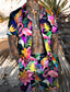 billige Skjortesett for menn-Herre Hawaii skjorte Skjortesett Blomstret Flamingo Grafiske trykk Aftæpning Rød Grønn Grå Gate Avslappet Kortermet Trykt mønster Klær Tropisk Mote Hawaiisk Designer