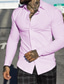 billiga fritidsskjortor för män-Herr Knapp upp skjorta Sommarskjorta Casual skjorta Svart Vit Rodnande Rosa Vin Mörk marin Långärmad Slät Nedvikt Gata Semester Button-Down Kläder Mode Fritid