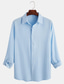abordables chemises décontractées pour hommes-Homme Chemise Lin Chemisette Chemise d&#039;été Col rabattu Printemps été manche longue Bleu Vert Beige Plein Casual du quotidien Vêtement Tenue