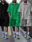 Χαμηλού Κόστους Ανδρικά σετ κοντομάνικα-Ανδρικά Σετ Causal Καθημερινά Ρούχα Περιλαίμιο Polo Κοντομάνικο Στυλ Παραλίας Συμπαγές Χρώμα Μπροστινό κουμπί Απλό Καλοκαίρι Άνοιξη Φθινόπωρο Κανονικό Μαύρο Ανοικτό Γκρίζο Πράσινο Σετ