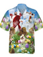 billige Hawaiiskjorts-Herre Skjorte Hawaii skjorte Kanin God påske &quot;påske  &quot; cubansk krage Svart Gul Blå Avslappet Hawaiisk Kortermet Knapp ned Trykt mønster Klær Sport Mote Gatemote Designer