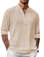 Χαμηλού Κόστους ανδρικά πουκάμισα casual-Ανδρικά λινό πουκάμισο Γιακάς Ανοιξη καλοκαίρι Μακρυμάνικο Μαύρο Λευκό Θαλασσί Σκέτο Causal Καθημερινά Ρούχα
