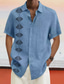 ieftine cămăși casual pentru bărbați-Bărbați cămașă de in Cămașă de vară Răsfrânt Vară Manșon scurt Alb Roz Îmbujorat Albastru piscină Imprimeu Grafic Casual Zilnic Îmbrăcăminte Imprimeu