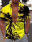 tanie Męskie koszule z nadrukiem-Męskie Koszula Letnia koszula Koszula hawajska Graficzny Drzewo kokosowe Hawajskie Aloha Wzór Wieczorne Jasnożółty czarny / biały Żółty Rumiany róż Niebieski Nadruk Na zewnątrz Ulica Krótki rękaw