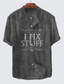cheap Men&#039;s Printed Shirts-Men&#039;s Shirt Letter Graphic Prints Vintage Stand Collar Black Wine Navy Blue Green Gray Outdoor Street Short Sleeve Button-Down Print Clothing Apparel Fashion Designer Casual Comfortable