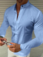 お買い得  メンズカジュアルシャツ-男性用 シャツ 純色 スタンドカラー ブラック ホワイト ピンク ワイン ネイビーブルー 3Dプリント アウトドア ストリート 長袖 ボタンダウン 衣類 ファッション デザイナー カジュアル 高通気性